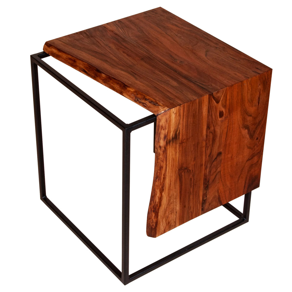 21 Inch Solid Acacia Wood Live Edge Side Table B5633