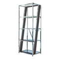 Black and Chrome 4 Tier Metal Bookcase with Glass and Wooden Shelf F51420