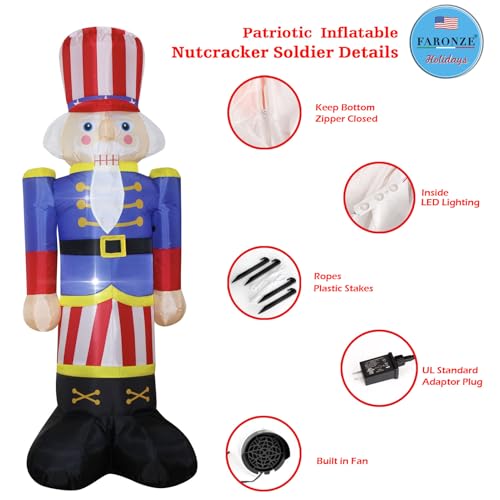 8Ft Patriotic Nutcracker Inflatable Decoration Z5890