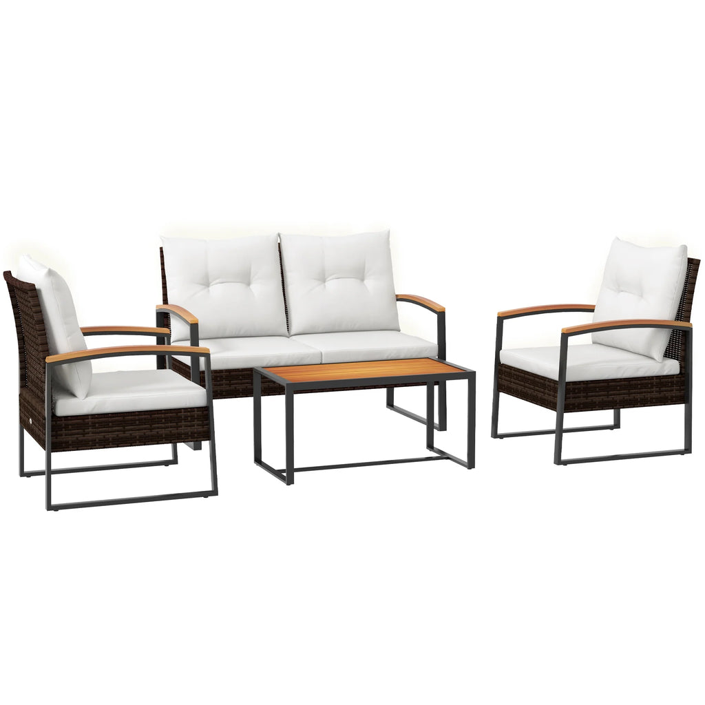 4 PCs White Patio Furniture Set U6637