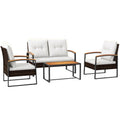 4 PCs White Patio Furniture Set U6637