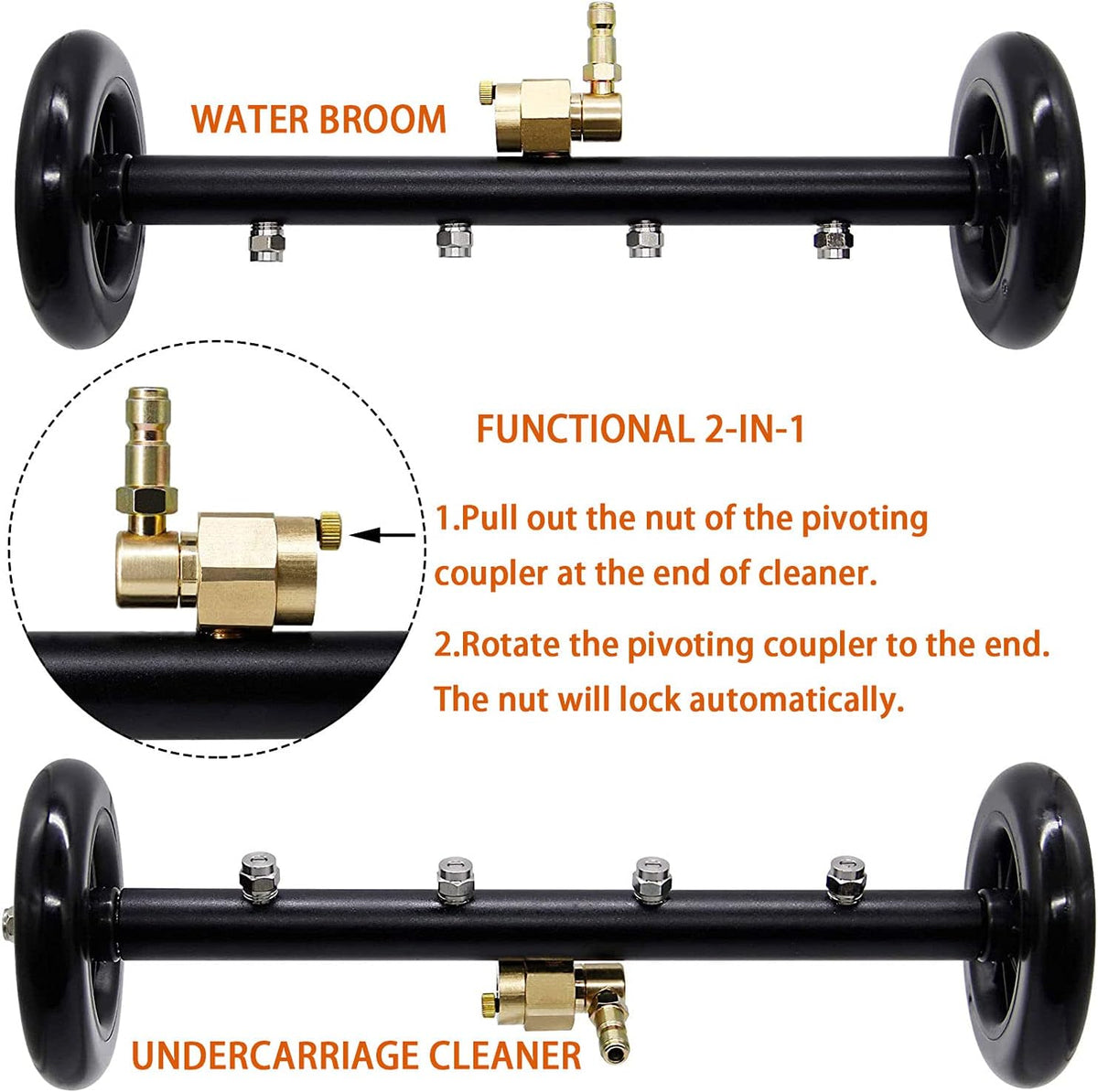 16 Inch Pressure Washer Surface Cleaner with 3 Pieces Extension Wand J7707