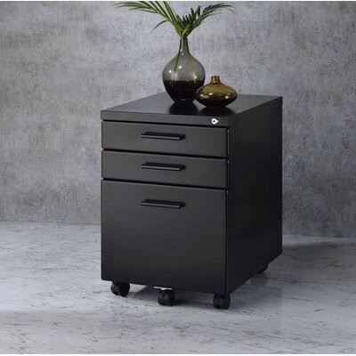 Black 3-Drawer Mobile Vertical Filing Cabinet I28533