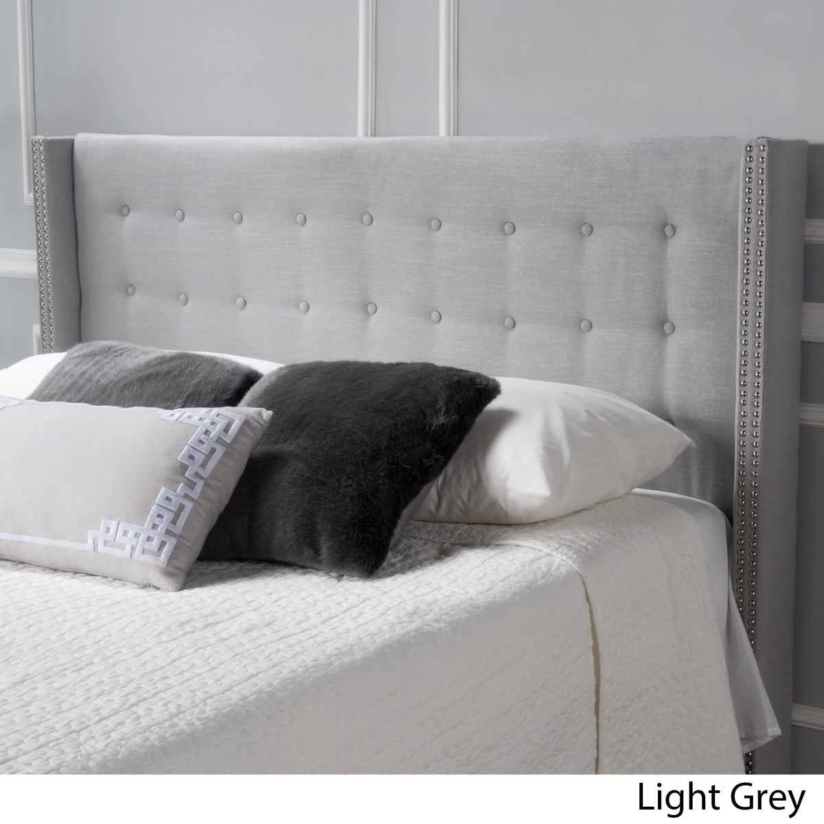 Light Grey Fabric Full/ Queen Headboard U693963