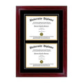 Double Diploma Frame with Double Matting for 9x22 x 7x22 Tall Diploma with Cherry Frame K596