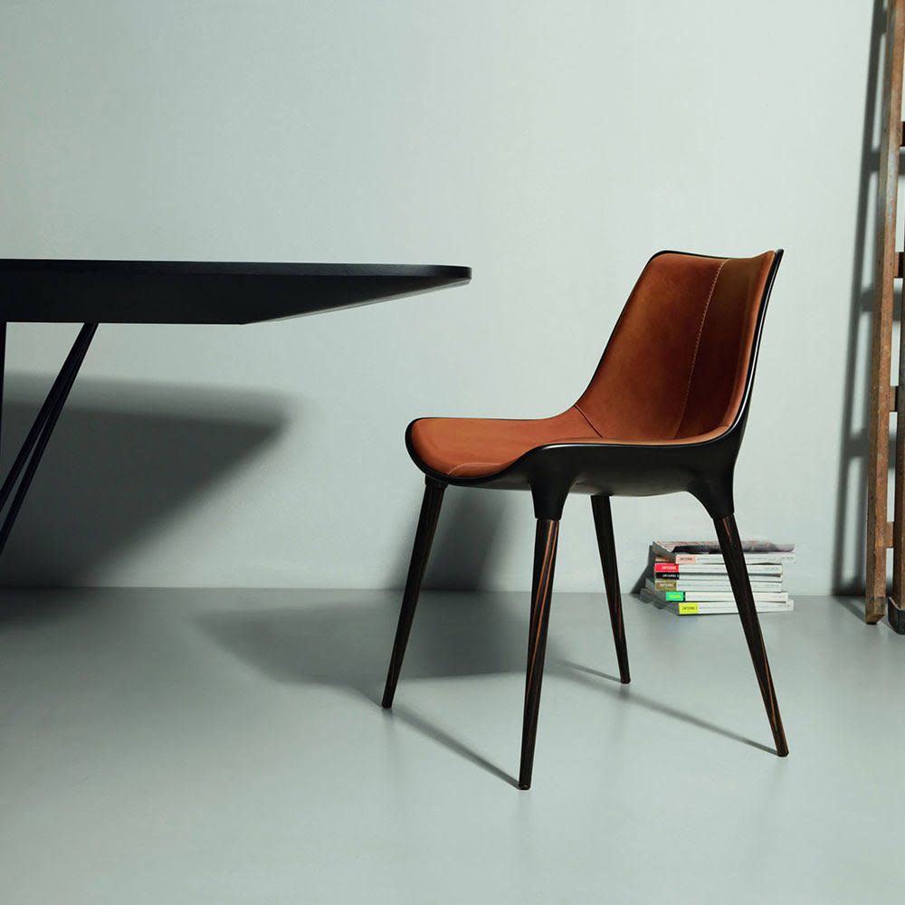 Aged Caramel Leather Dining Chair I19500