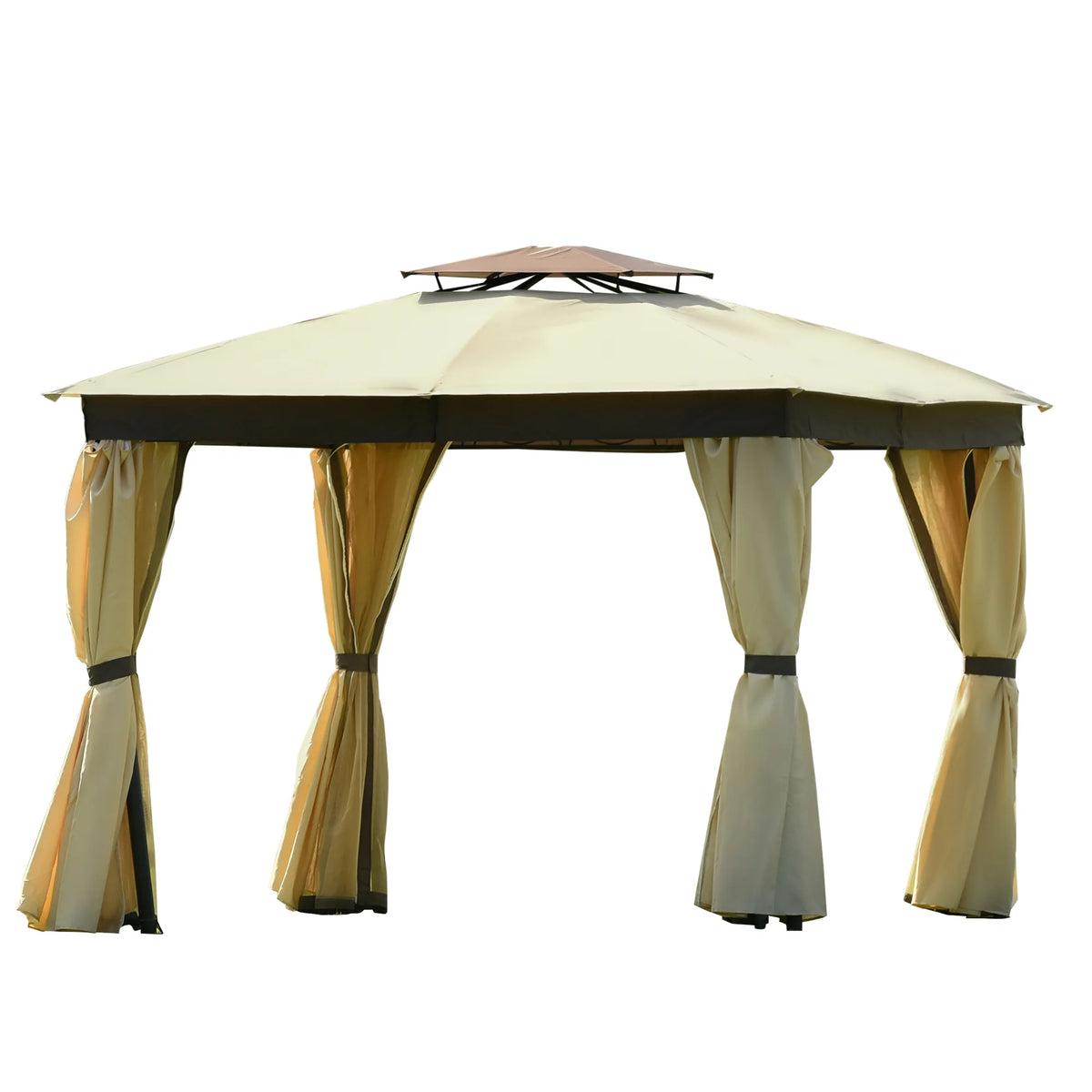 10' X 10' Outdoor Gazebo Tent with Metal Frame, khaki N7952