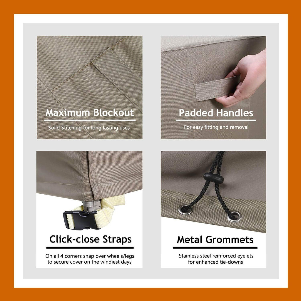 Waterproof Heavy Duty Outdoor Storage Box Cover with Straps and Handles W5171