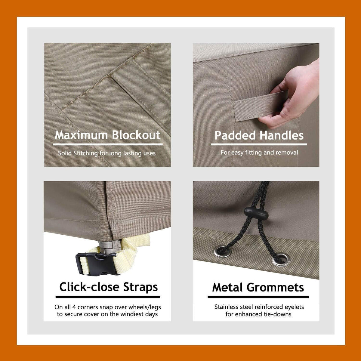 Waterproof Heavy Duty Outdoor Storage Box Cover with Straps and Handles W5171