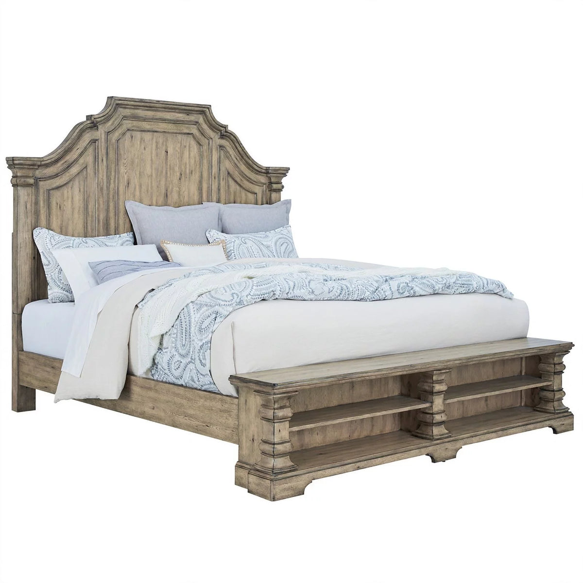King Wood Panel Storage Bed in Honey Brown F2437