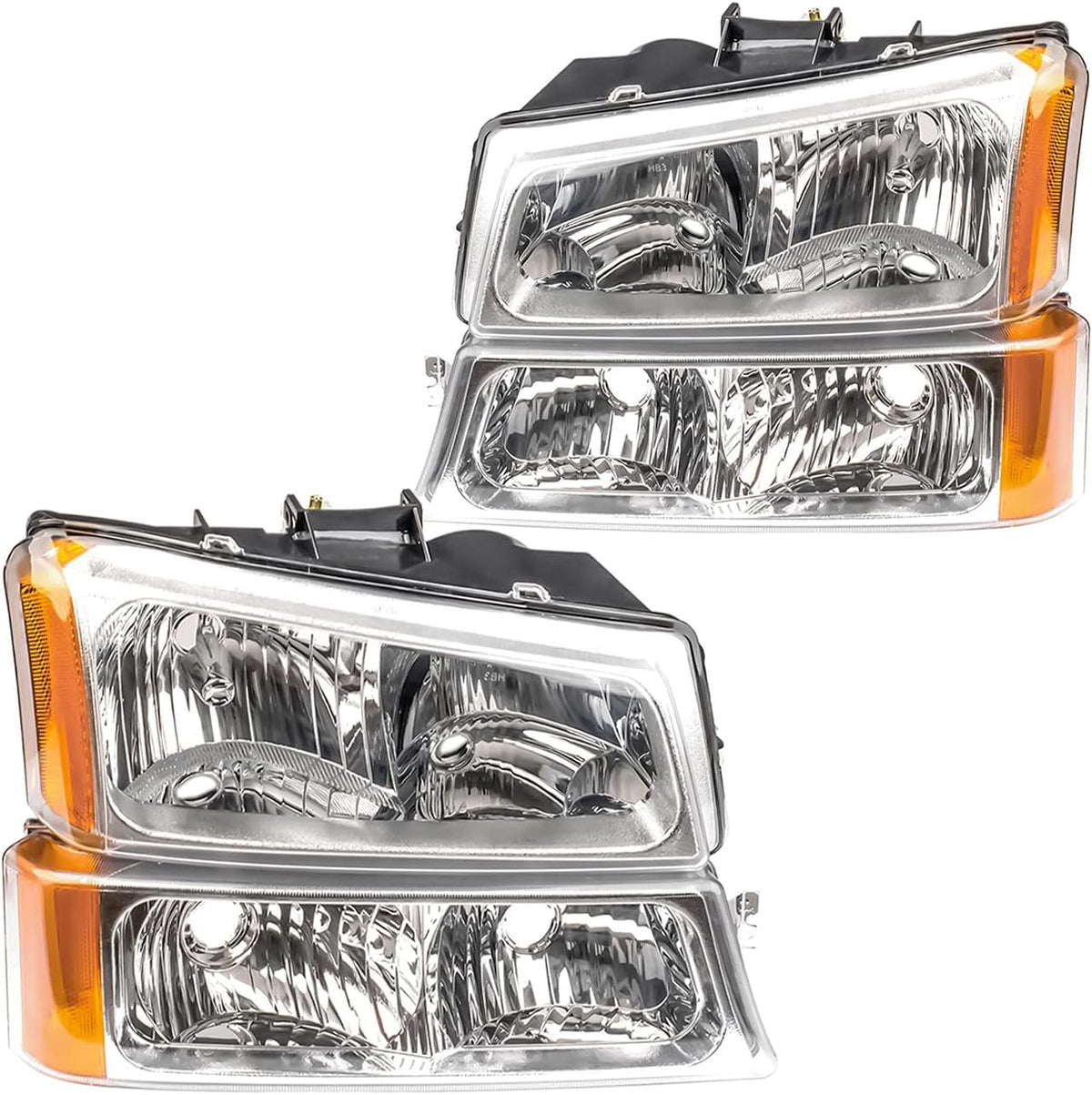 Black Housing Clear Reflector Headlights Assembly Set C69392