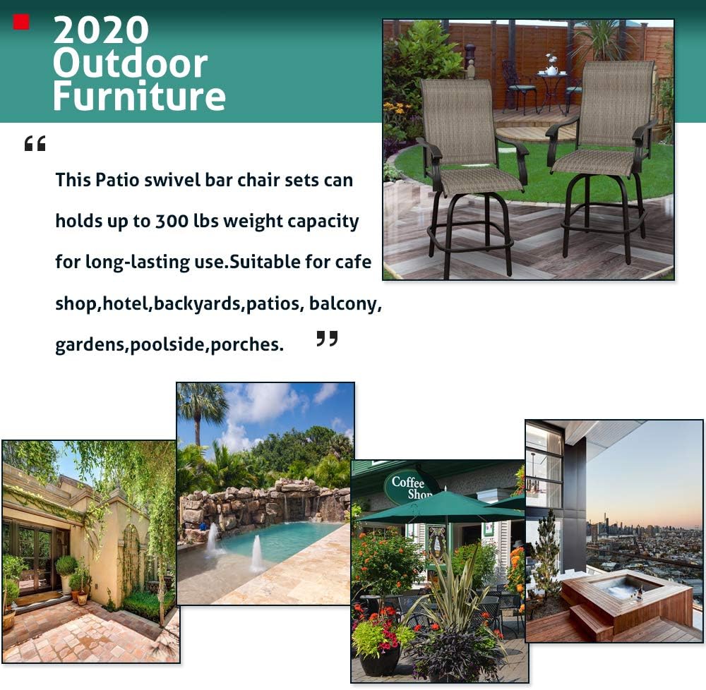 Swivel Bar Height Patio Chairs Set of 2 Z58584