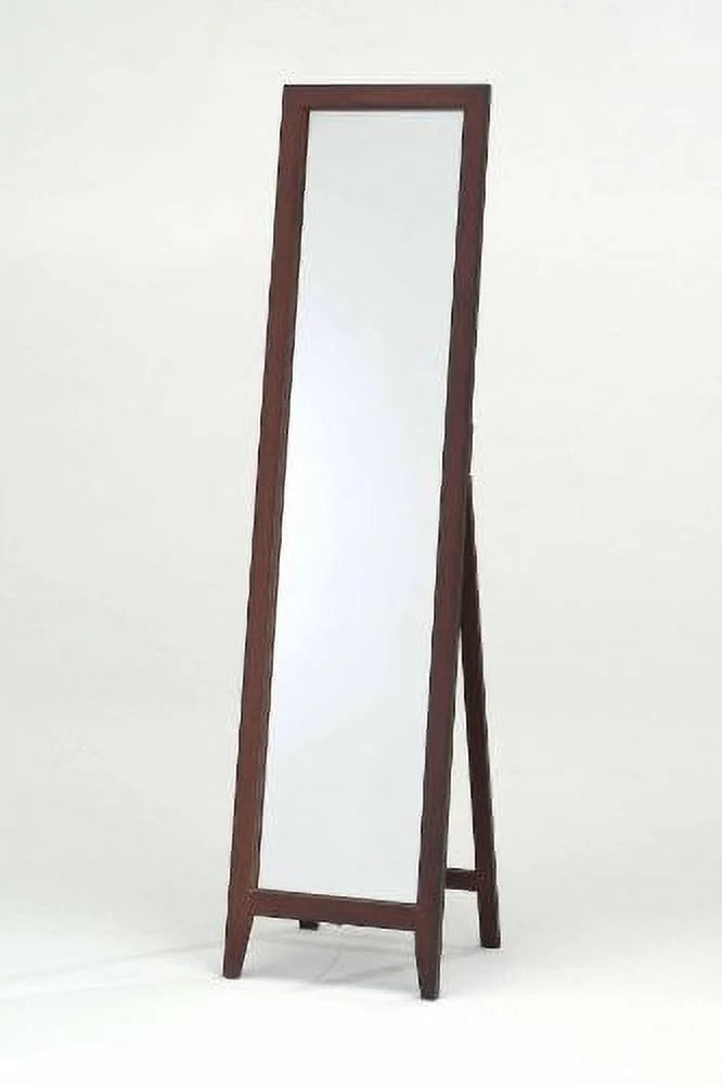Walnut Finish Solid Wood Frame Floor Mirror U834