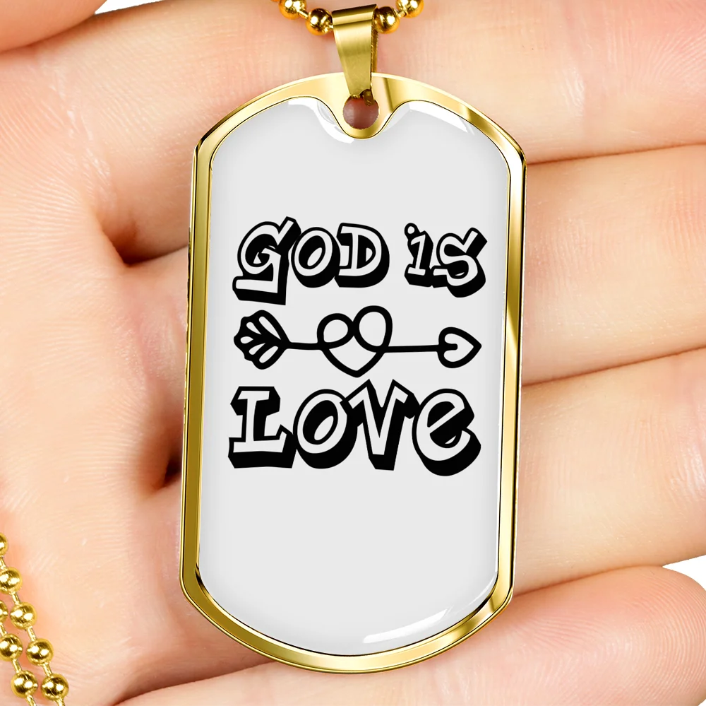 Stainless Steel or 18k Gold Dog Tag Necklace with 24" Chain E69929