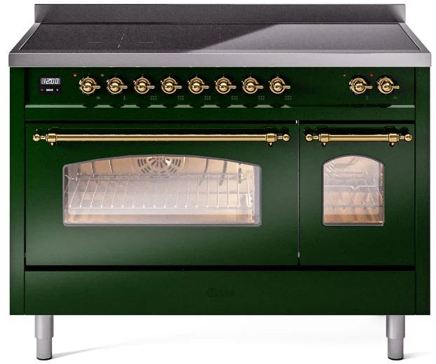48 Induction Range with Electric Oven in Emerald Green with Brass Trim D200