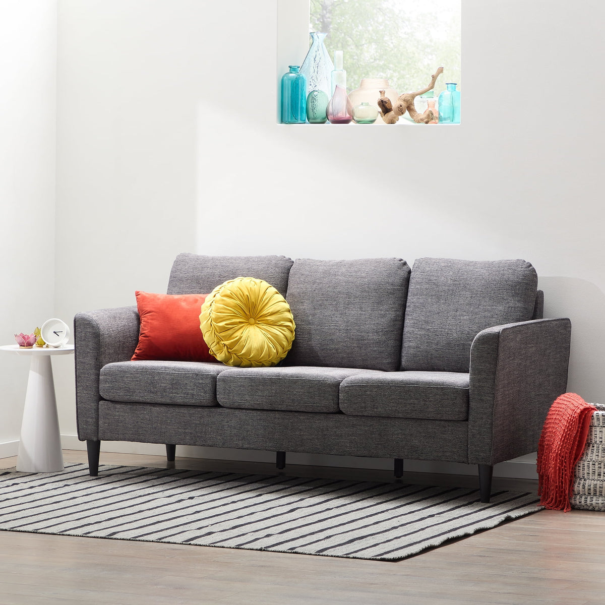 Charcoal Fabric Upholstered Sofa R686