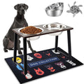 Elevated Dog Bowls with 2 X-Large Stainless Steel Bowls and Slow Feeder W6738