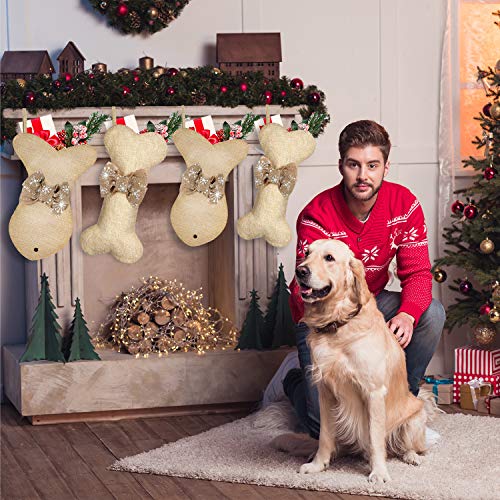2 Pcs Dog Christmas Stocking with Bow Knot Y5735