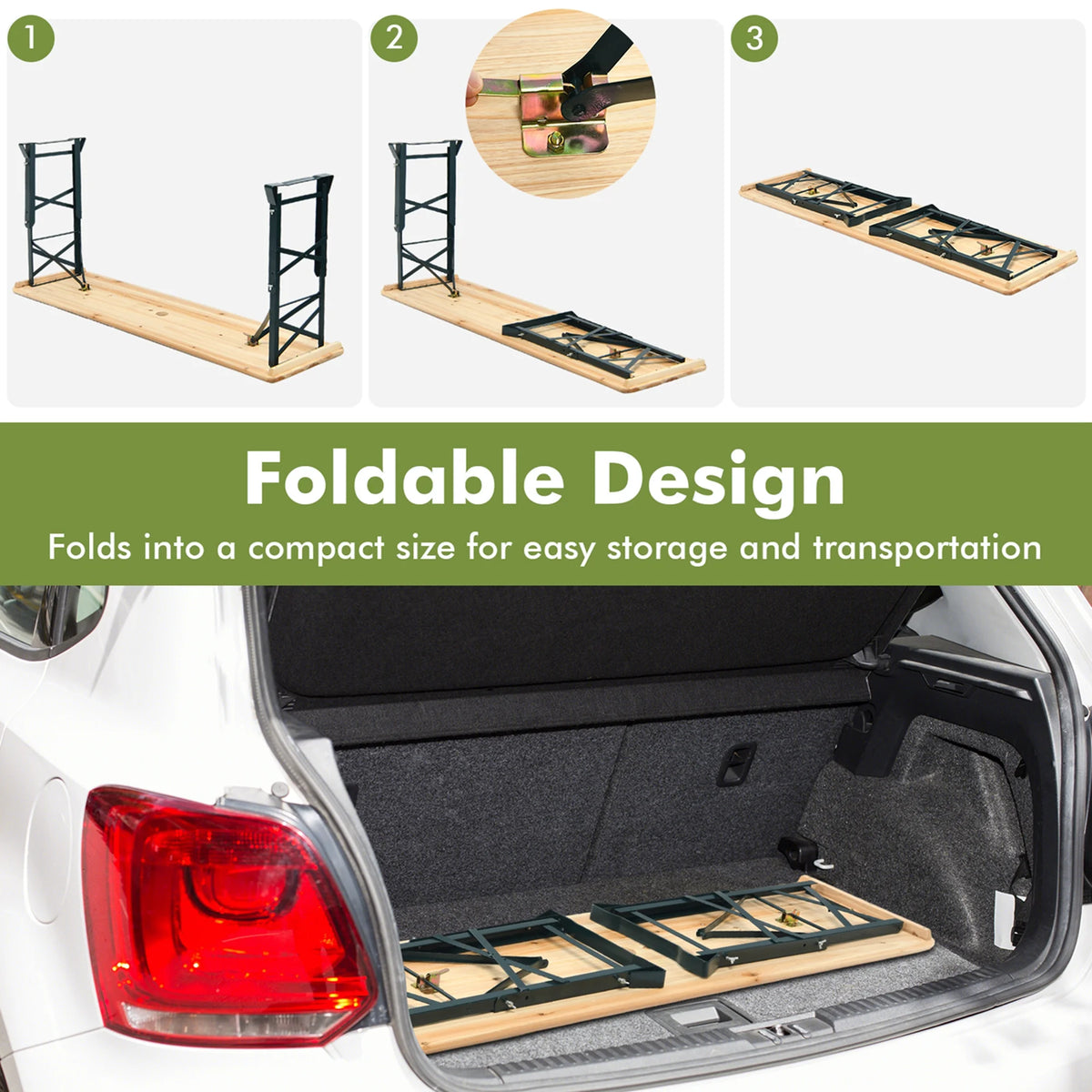 5.5 Ft Folding Wood Picnic Table J763