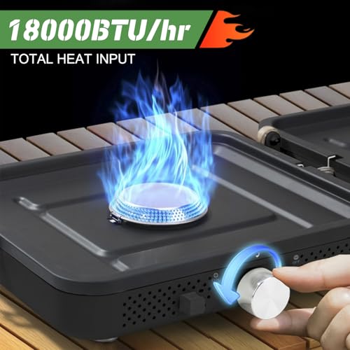 2-Burner Foldable Propane Camp Stove with Griddle and Carrying Bag Y768