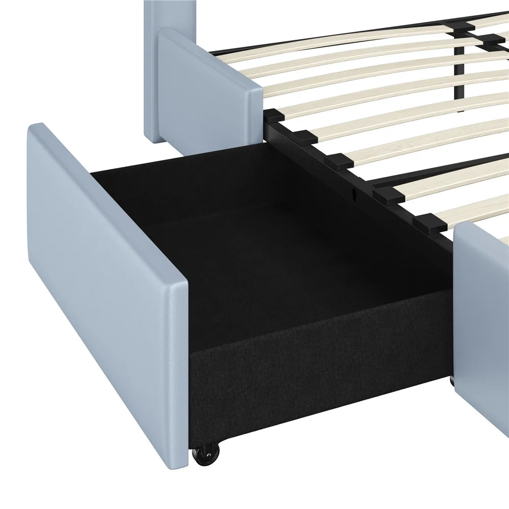 Upholstered Queen Bed with 3 Storage Drawers and USB Ports B904017