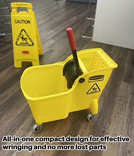31 QT Yellow Mop Bucket and Wringer Combo on Wheels R457