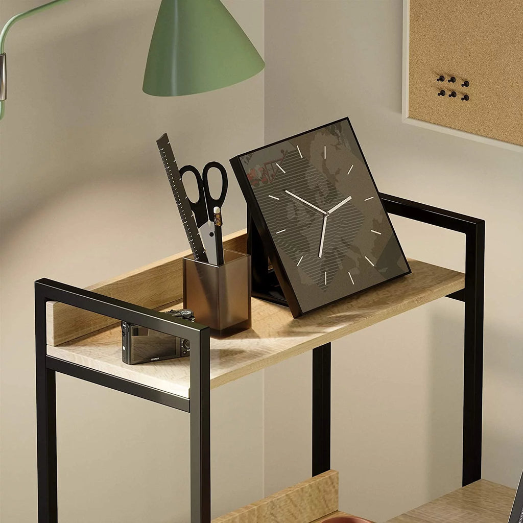 Oak Computer Office Desk with Storage Shelves Z431
