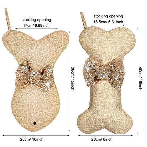 2 Pcs Dog Christmas Stocking with Bow Knot Y5735