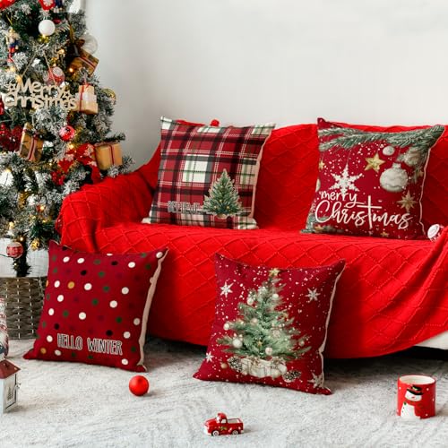Christmas Throw Pillow Covers 18 x 18 Inch Set of 4 T9253