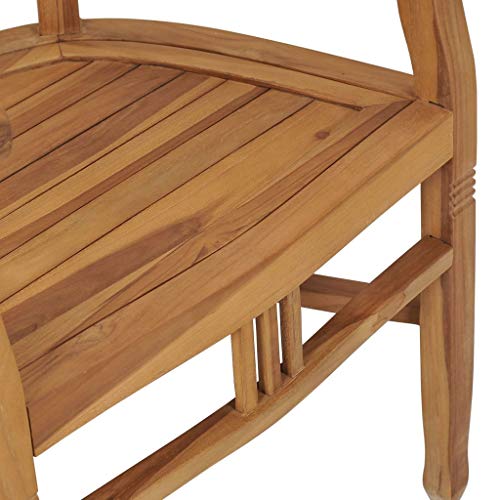 2 pcs Solid Teak Wood Patio Dining Chairs with Backrest and Armrest O15698