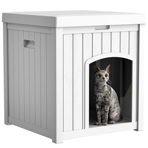 White Waterproof Resin Plastic Cat House C5234
