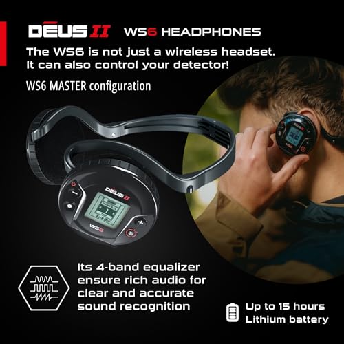Waterproof Multi Frequency Metal Detector with 9" FMF Coil, Remote Control, WS6 Wireless Headphones & S-Telescopic Stem D3100
