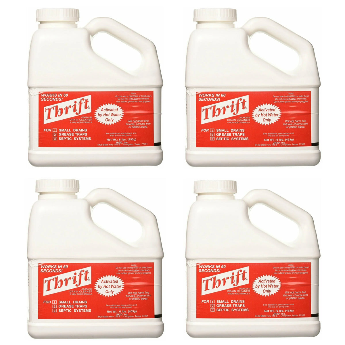 6 lb. Granular Drain Cleaner, White (Pack of 4) B9482