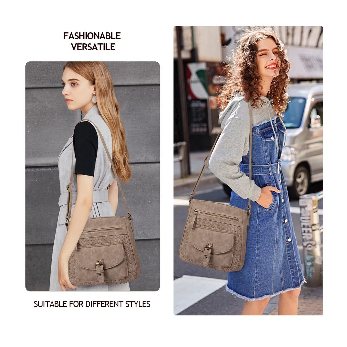 Large Straw Weaving PU Leather Crossbody Bag N83284