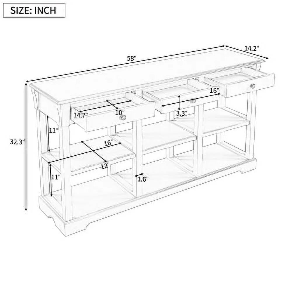 Wood Console Table with Drawers and Open Shelves S847466