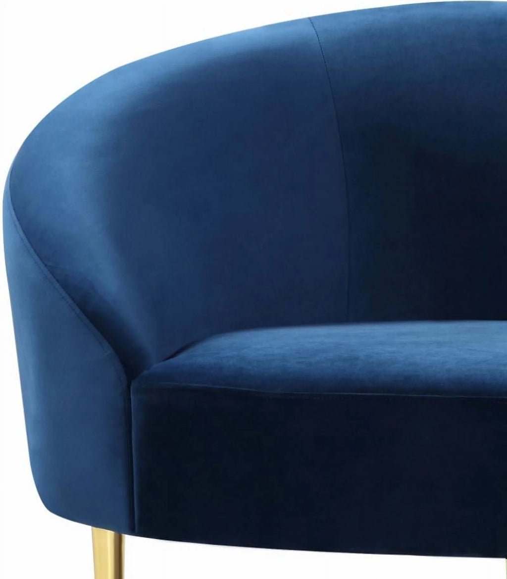 Navy Velvet 2Pcs Sofa & Loveseat Set W5539