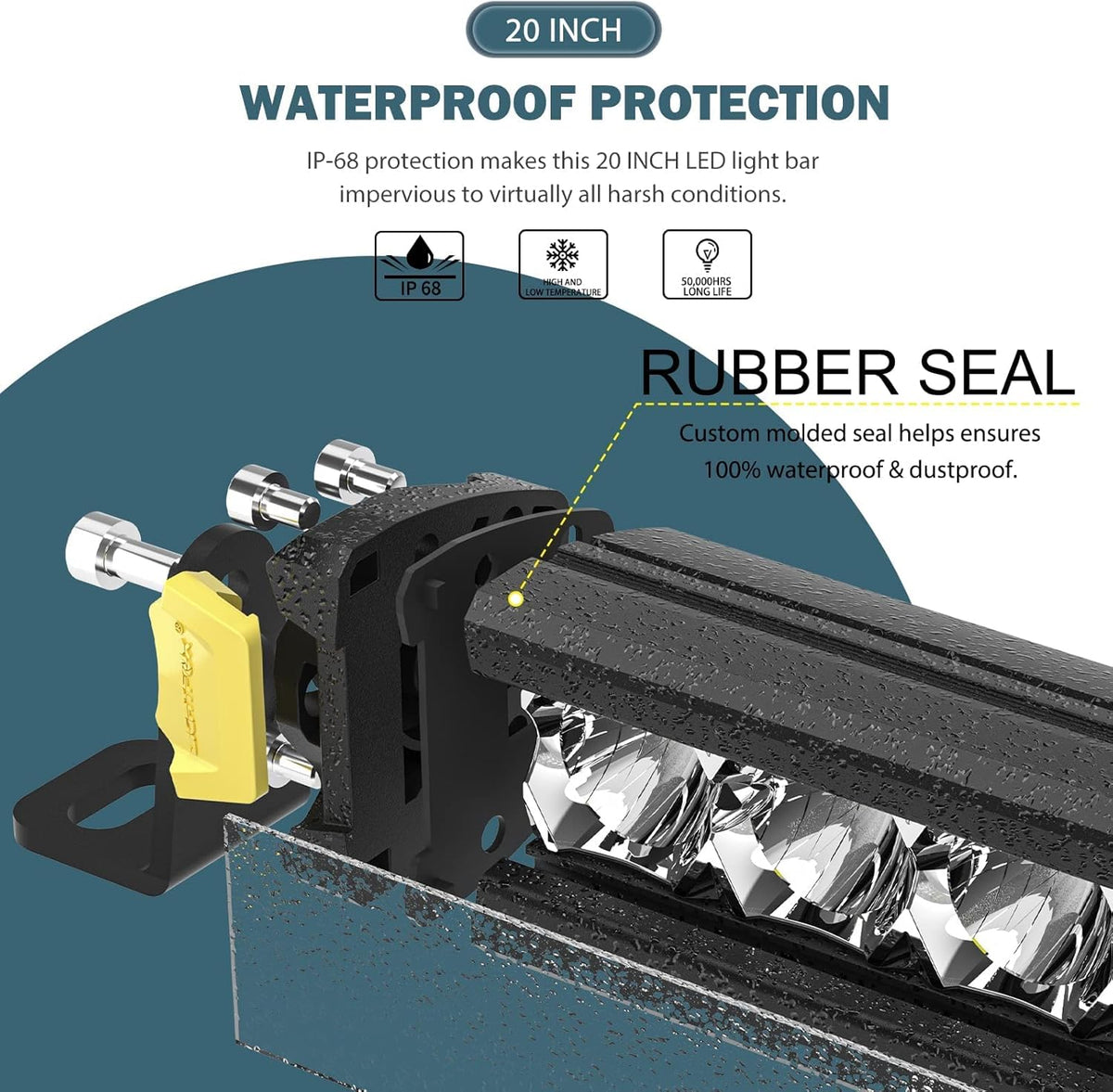 20 Inch 100W LED Light Bar IP68 Waterproof Pack of 2 F291