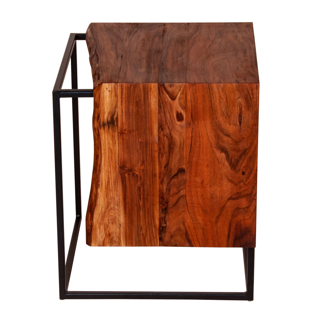 21 Inch Solid Acacia Wood Live Edge Side Table B5633