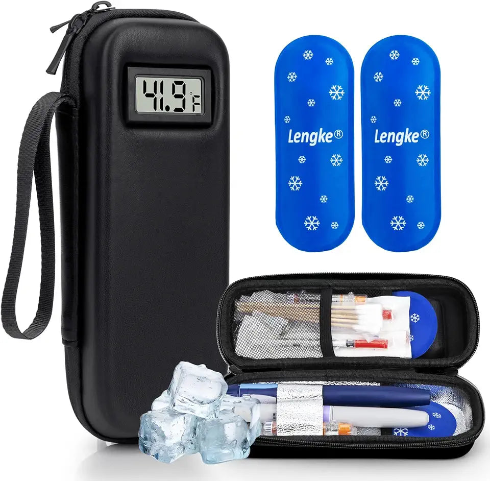 Black Insulin Cooler Travel Case with Temperature Display V6252