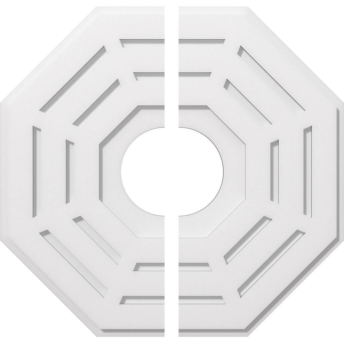 26 inchod x 7 inchid x 10 1/4 inchc x 1 inchp PVC Contemporary Ceiling Medallion, Two Piece O914329