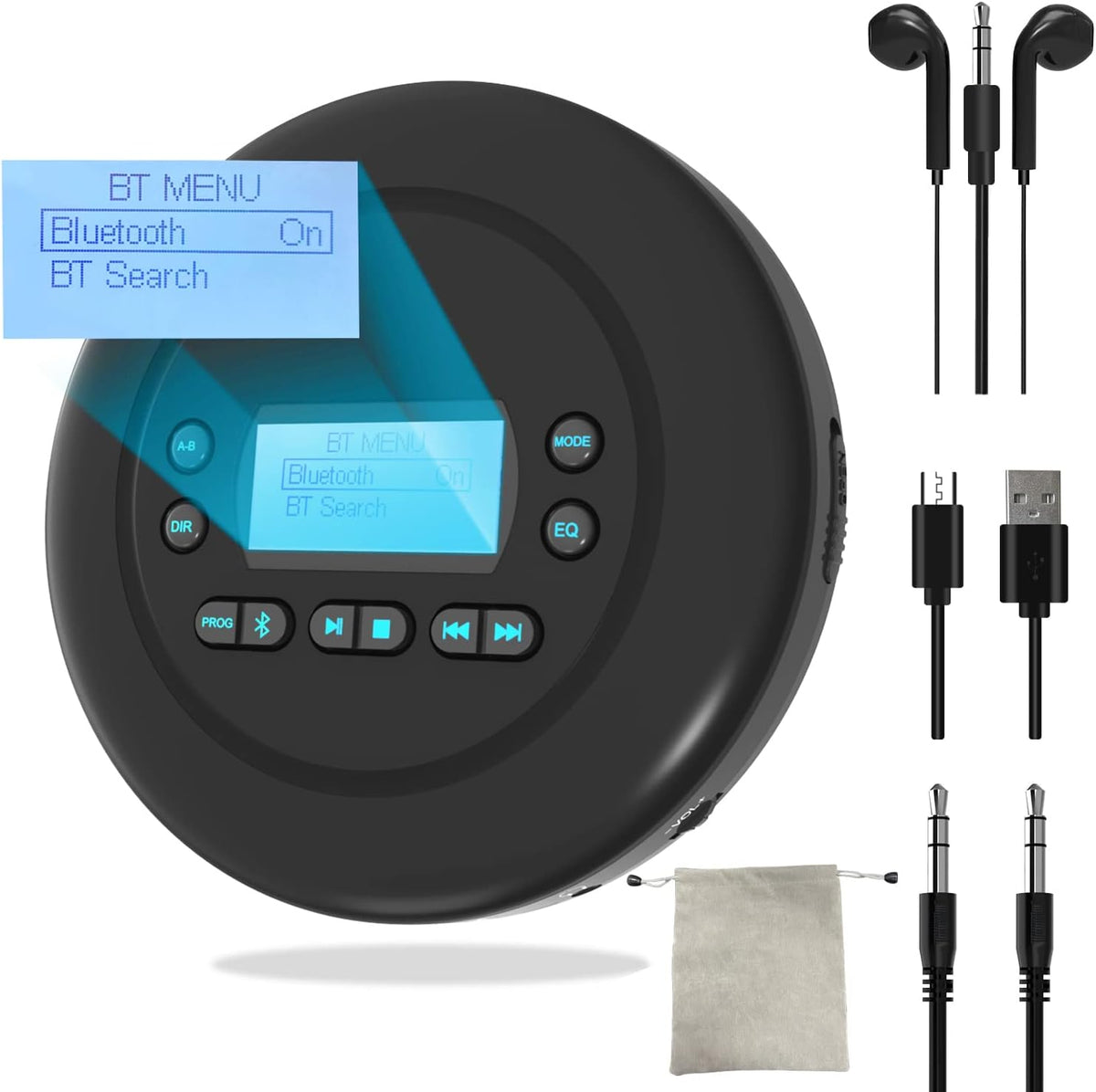 Portable Bluetooth CD Player with Dual Headphone Jack H8518