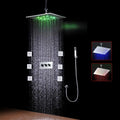 16 Inch Square Ceiling Mounted Thermostatic Rainfall LED Shower With Body Jets E548439