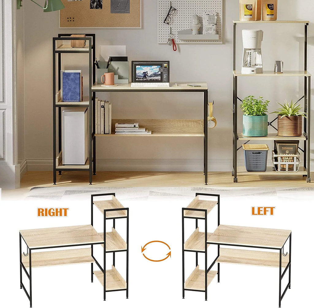 Oak Computer Office Desk with Storage Shelves Z431
