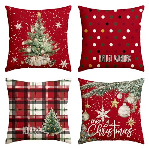 Christmas Throw Pillow Covers 18 x 18 Inch Set of 4 T9253
