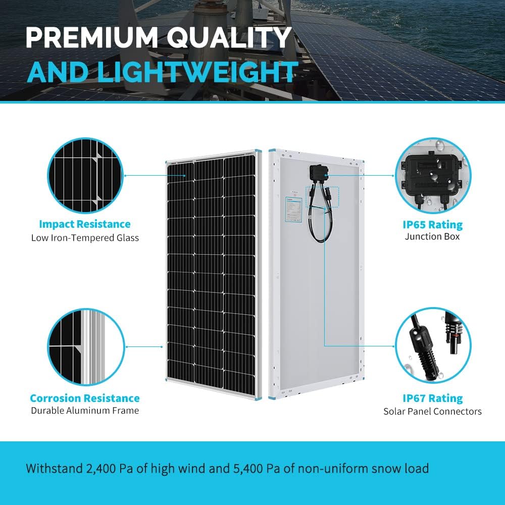 200 Watts 12 Volts Monocrystalline Solar Panel Kit with 30A PWM Charge Controller E67990