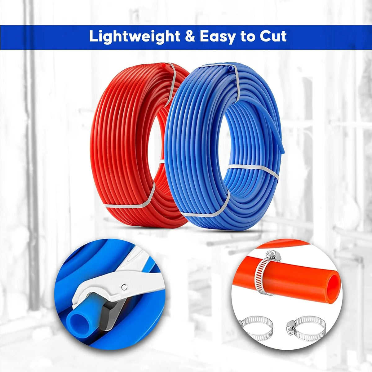 2 Rolls 1/2 Inch X 50 Ft Blue And Red PEX Pipe A52676