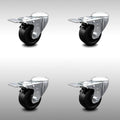 3.5 inch Soft Rubber Swivel Bolt Hole Caster Set with Total Lock Brake Y1315