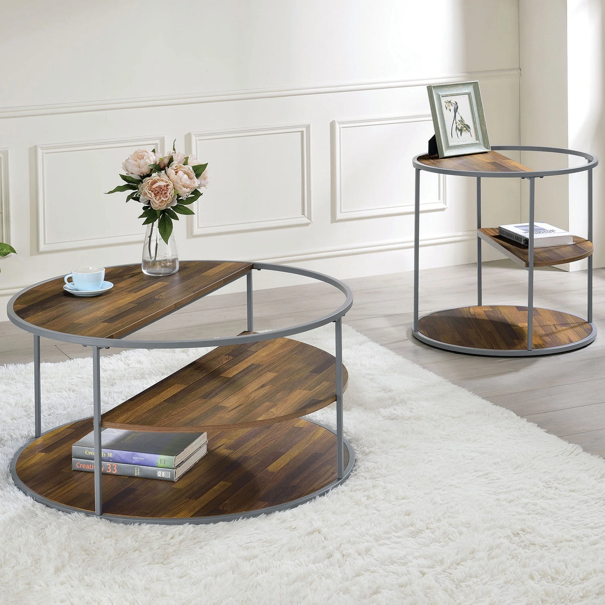 2-Piece Gray Coffee Table Set P1040