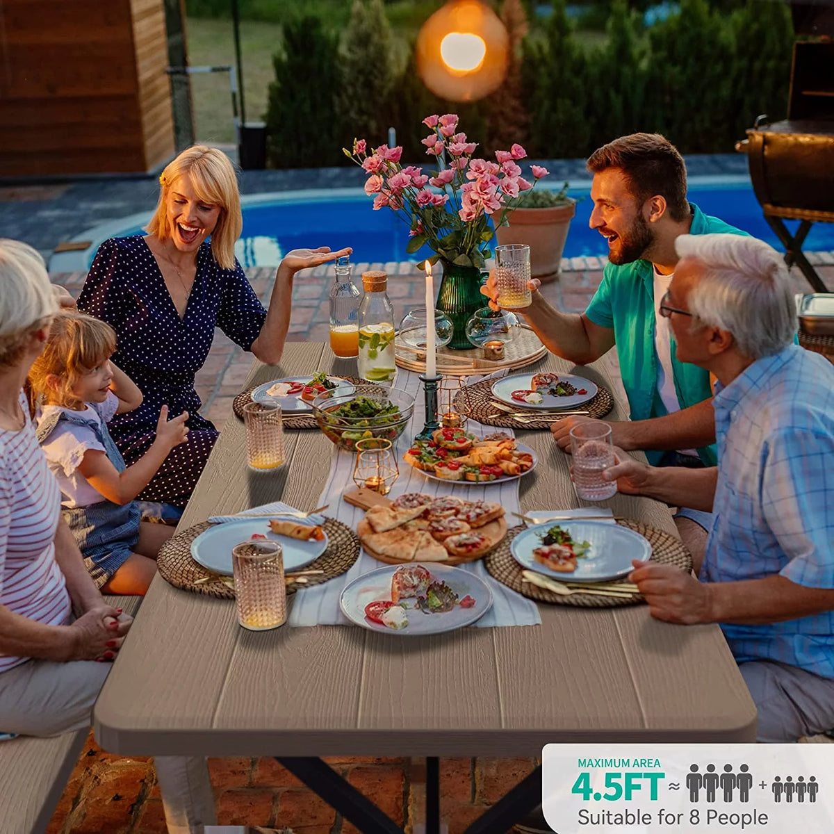 Heavy-Duty Outdoor Picnic Table Set with Weatherproof Resin Tabletop E220579