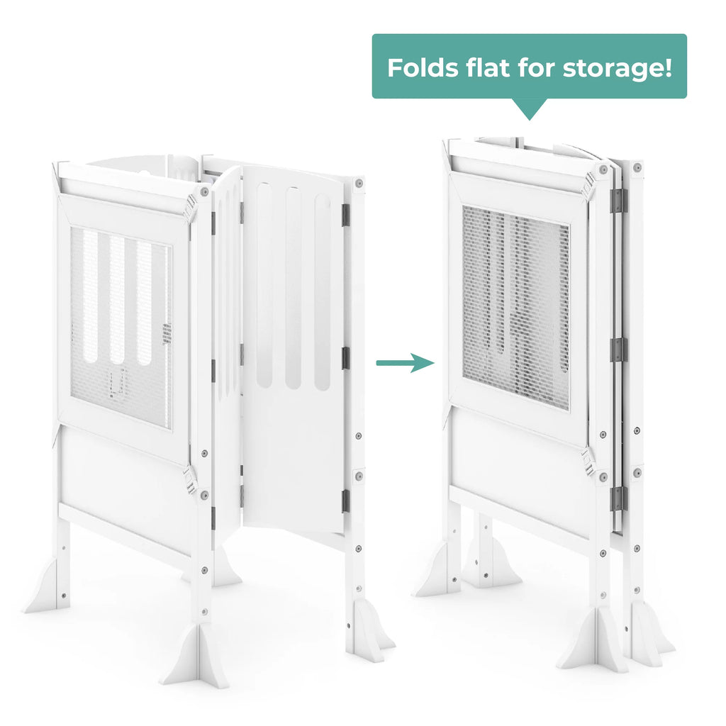 White Foldable Wooden Double Step Stool Z473429